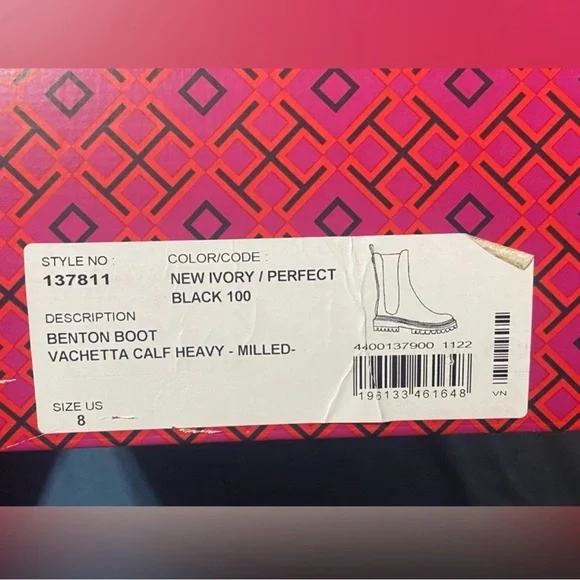 Tory Burch Benton Slip on Moto Cream and Black Ankle Boots - Picture 13 of 13